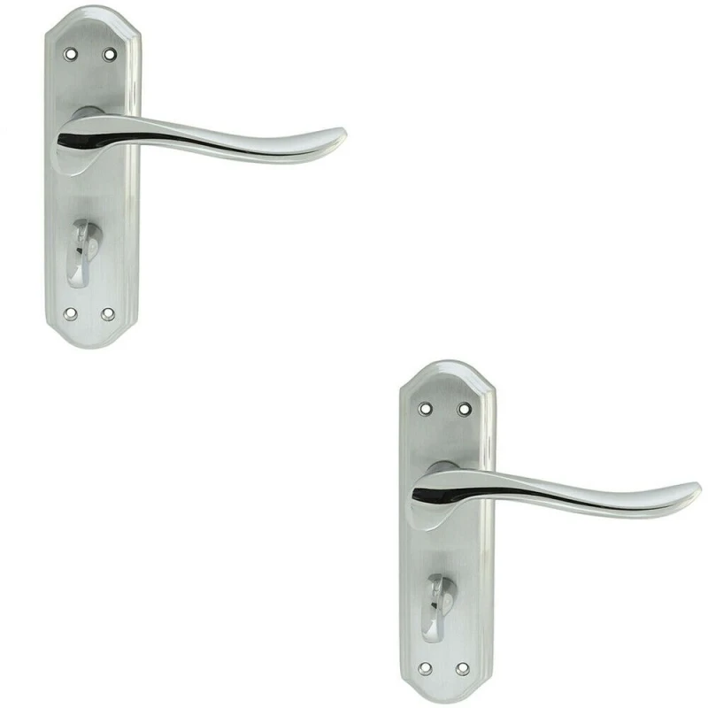Image of Loops 2x PAIR Curved Handle on Sculpted Bathroom Backplate 180 x 48mm Chrome Multi