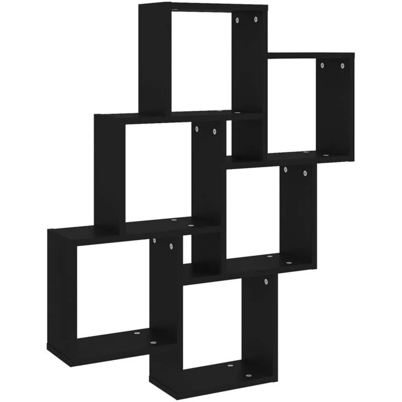 Image of VIDAXL Vidaxl - Wall Cube Shelf Black 78x15x93cm Engineered Wood 8720286595886