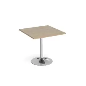 image of Genoa square dining table with chrome trumpet base 800mm - barcelona walnut