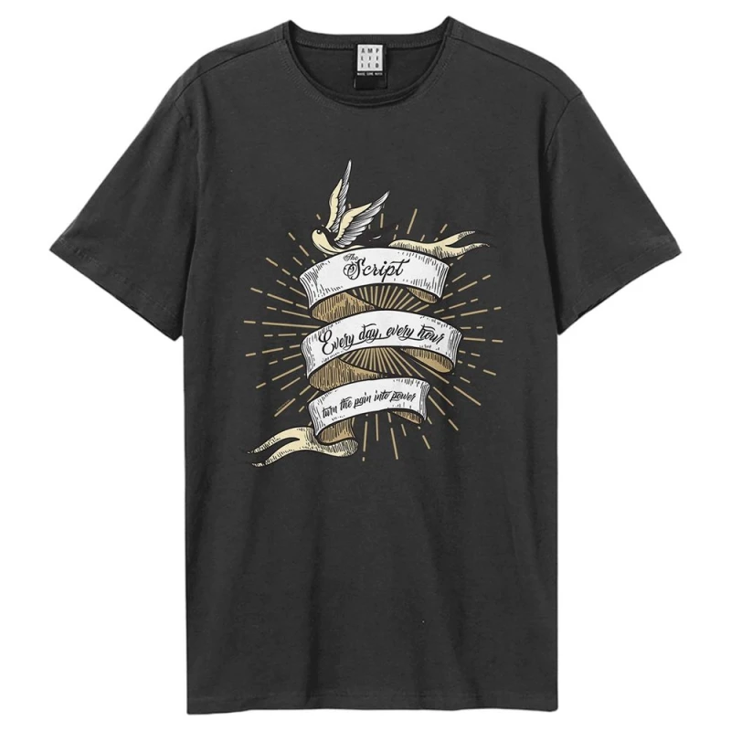 Image of Amplified Amplified Men Tattoo The Script T-Shirt in Charcoal Size: X-Small Charcoal XS Male 5063652177976