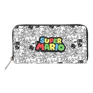 Image of Nintendo - Logo With All-Over Villain Characters Print Purse Wallet - Multi-Colour