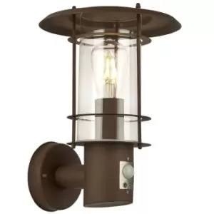 Image of Searchlight Edgeware Outdoor & Porch Wall Light, Sensor Rust Brown IP44