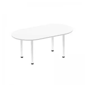 Image of Impulse 1800mm Boardroom Table White Top Chrome Post Leg