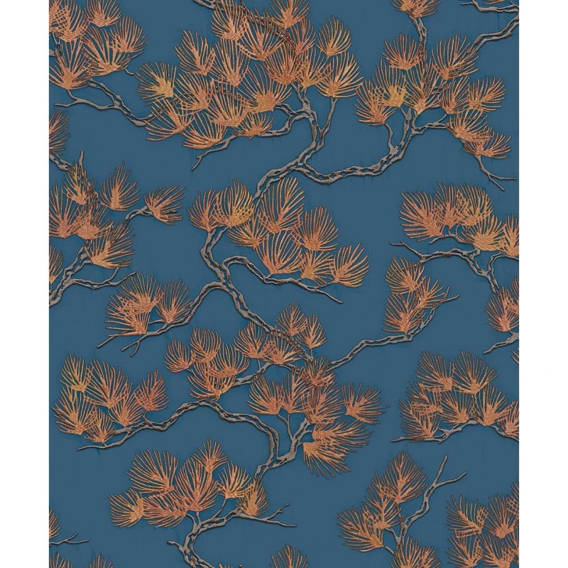 Image of Design ID DID Geometric Silk Deep Blue & Gold Wallpaper Blue unisex One Size