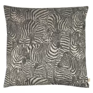 image of Hector Zebra Jacquard Rectangular Cushion Onyx