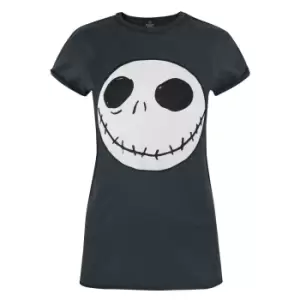 image of Nightmare Before Christmas Womens/Ladies Jack Reverse Seam T-Shirt (XL) (Charcoal)