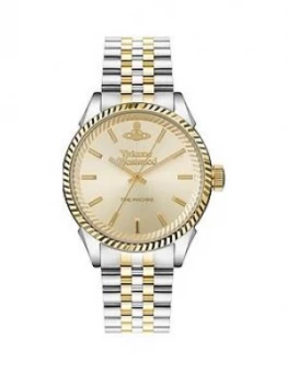 Image of Vivienne Westwood Vivienne Westwood Seymour Champagne Gold Sunray Dial Two Tone Stainless Steel Jubilee Bracelet Watch