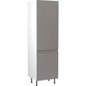 Image of Kitchen Kit Flatpack J-Pull Kitchen Cabinet Tall Fridge & Freezer 70/30 Unit Super Gloss 600mm in Dust Grey MFC