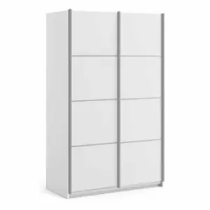 image of Verona Sliding Wardrobe 120Cm In White With White Doors With 2 Shelves