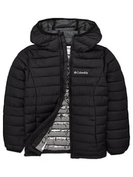 image of Columbia Powder Lite Boys Hooded Jacket - Black, Size M=11-12 Years