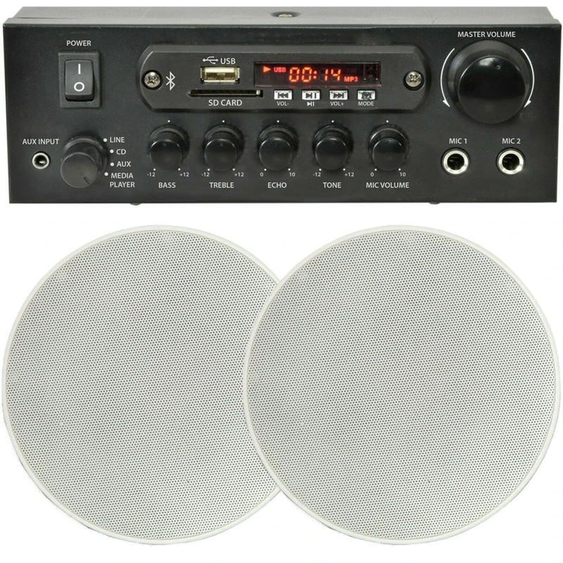 Image of Loops Home Restaurant 2x Ceiling Speaker Bluetooth Wireless Background Music Amp Kit Multi unisex