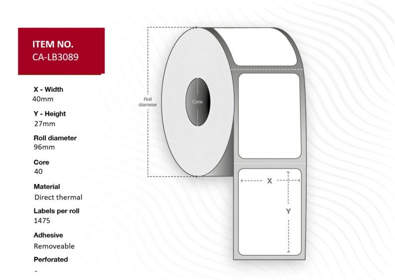 Image of Capture CA-LB3089 printer label White