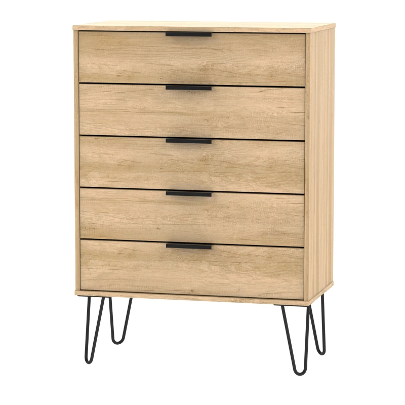 Image of Osaka 5 Drawer Chest Of Drawers In Nebraska Oak (Ready Assembled)