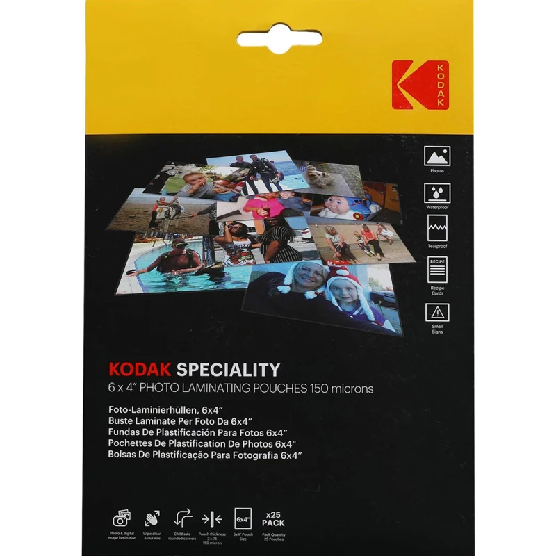 Image of Kodak Speciality 6x4 Photo Laminating Pouches - 150 Micron 25 Pack