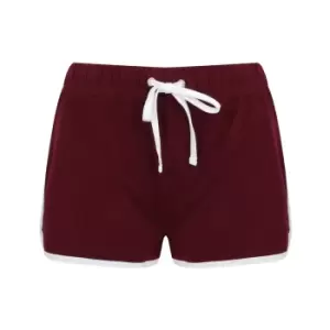 image of Skinni Fit Womens/Ladies Retro Shorts (18 UK) (Burgundy/White)