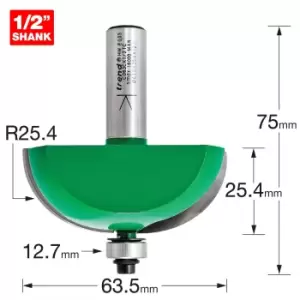 Image of Trend CRAFTPRO Radius Bearing Guided Router Cutter 63.5mm 25.4mm 1/2"