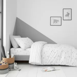 Image of Bianca Fine Linens Stars 100% Cotton Duvet Cover and Pillowcase Set Grey