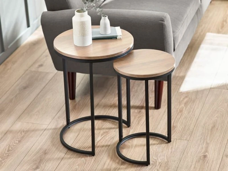 Image of Julian Bowen Tribeca Sonoma Oak Round Nest of Tables