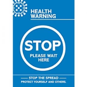 Image of Seco Health & Safety Poster Health warning - stop, please wait here Semi-Rigid Plastic 42 x 59.5 cm
