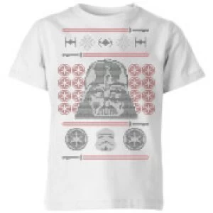 Image of Star Wars Darth Vader Face Knit Kids Christmas T-Shirt - White - 11-12 Years
