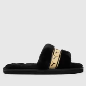 image of PUMA Black & Gold Fluff Remix Metallic Sandals