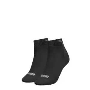 image of Puma 2 Pack Quarter Socks Womens - Black