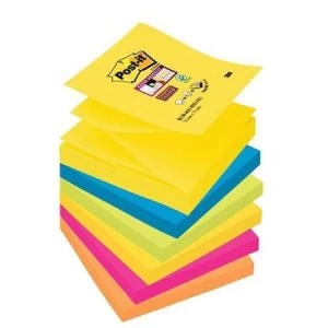 image of Post-It Super Sticky Z-Note 76mm x 76mm Note Pad Rio - Assorted Colours Pack of 12