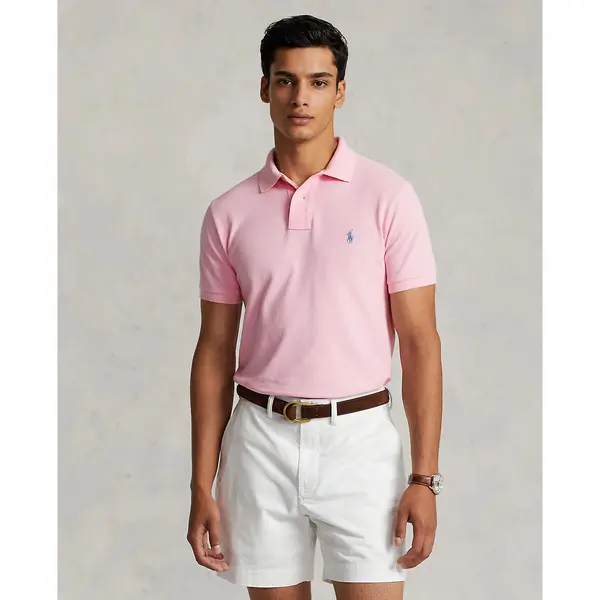Image of Cotton Custom Slim Fit Polo Shirt with Pony Player Embroidery