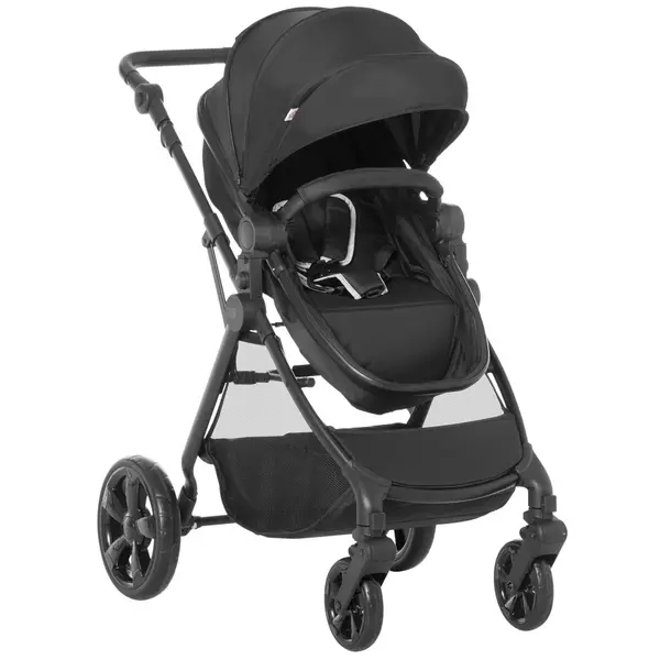 image of Homcom Two-in-one Foldable Pushchair With Reversible Seat And Sun Canopy Black