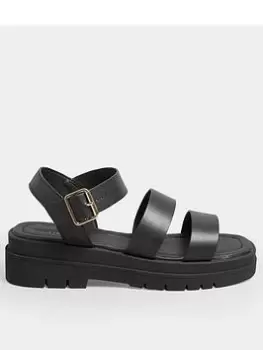 Image of Yours Extra Wide Fit Three Strap Gladiator Sandal, Black, Size 5Eee, Women