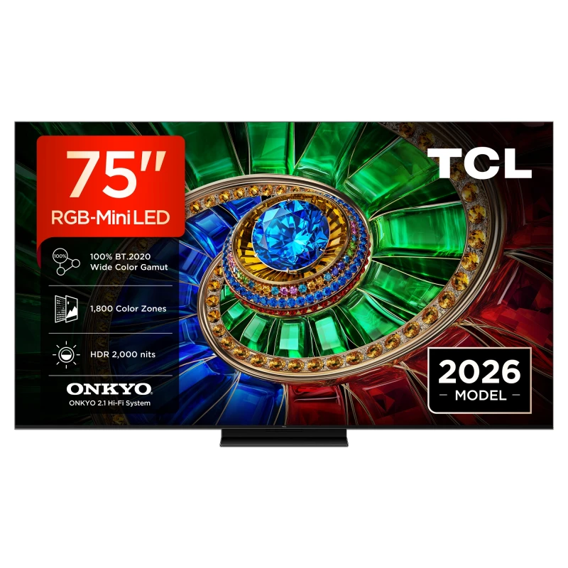 Image of TCL 75 RGB Mini LED TV, 4K UHD, 144HZ, Smart Google TV 75RM7L-UK Black 75RM7L-UK