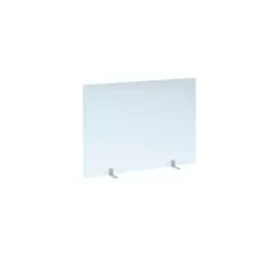 image of Free standing acrylic 700mm high screen with white metal feet 1000mm wide