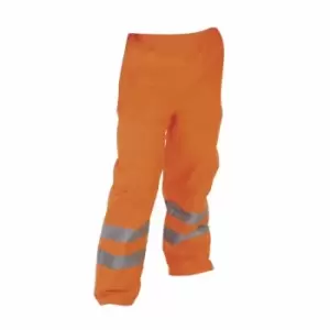 image of Yoko Mens Hi-Vis Waterproof Contractors Trousers / Pants (Pack of 2) (S) (Hi Vis Orange) - Hi Vis Orange