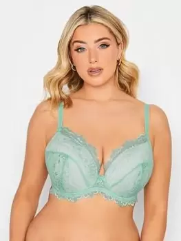 Image of Yours Pretty Lace Padded Bra - Green, Size 38Dd, Women