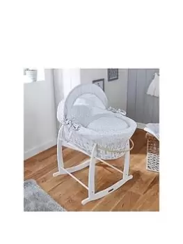Image of Clair De Lune Stars & Stripes Wicker Moses Basket - White Wicker, Grey