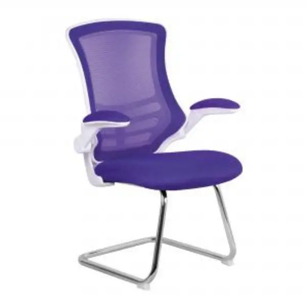 image of Luna Designer Medium Back Mesh Cantilever Chair with White Shell, NTDSBCML1302VWHPL