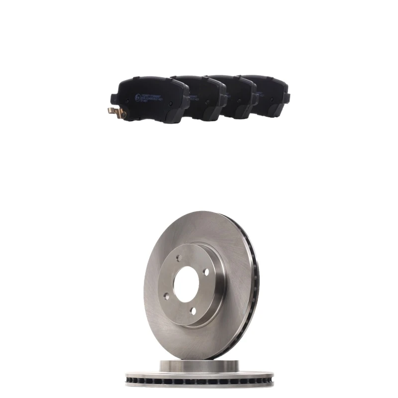 Image of RIDEX 3405B3511 Brake disc and pads set Front Axle, Brake Disc Type: Vented, with acoustic wear warning, with anti-squeak plate Brake Set,disc brakes
