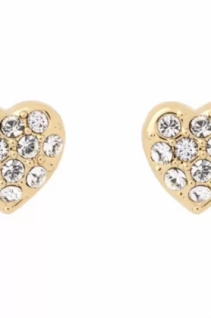 image of Ted Baker Ladies Gold Plated Pave Crystal Heart Stud Earrings TBJ1517-02-02