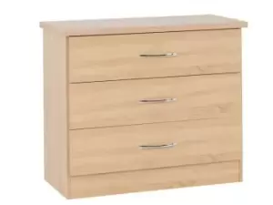 Image of Seconique Nevada Sonoma Oak 3 Drawer Chest of Drawers