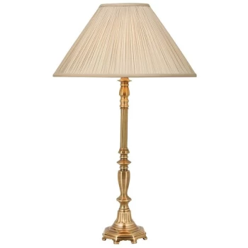 image of Interiors Asquith - 1 Light Table Lamp Solid Brass, Beige Organza Effect Fabric Shade, B22