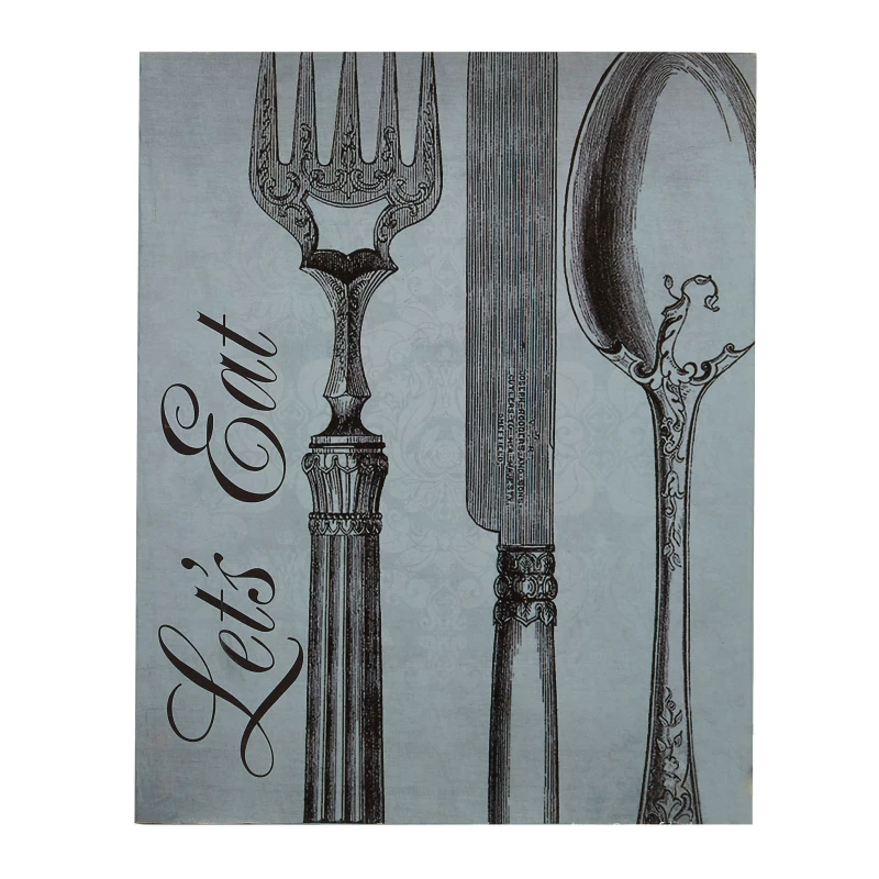 Image of Premier Housewares Lets Eat Wall Plaque Blue unisex