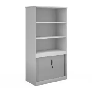 Image of Systems combination unit with tambour doors and open top 2000mm high with 2 shelves - white