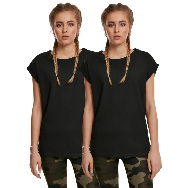 Image of Urban Classics Womens extended shoulder T-Shirts Urban Classics (x2) Noir Female XL