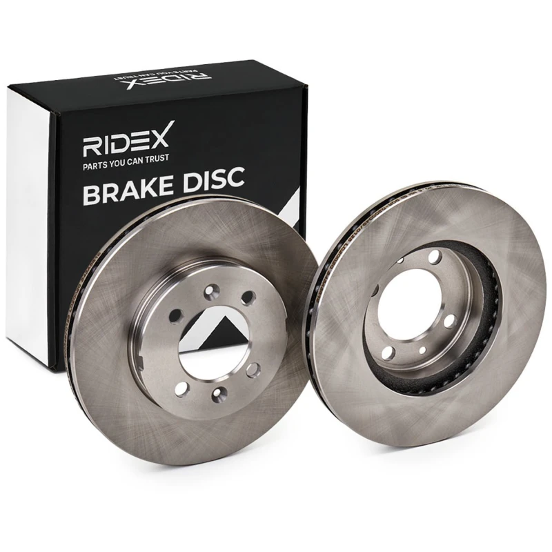Image of RIDEX 82B0894 Brake disc Front Axle, Vented, Cast Iron, Uncoated, Untreated, without bolts/screws Cast Iron Brake Disc (82)