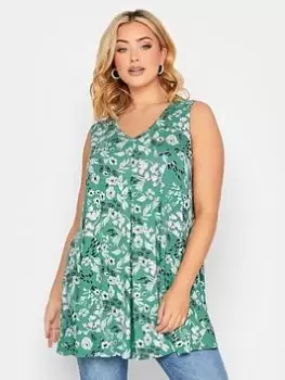 Image of Yours Pleat Front Floral Vest - Green, Size 18, Women