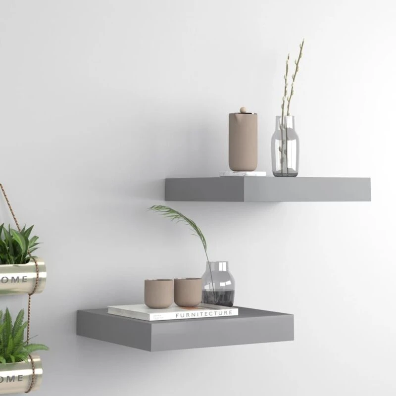 Image of VIDAXL Vidaxl - Floating Wall Shelves 2 pcs Grey 23x23.5x3.8cm mdf 8720286074763
