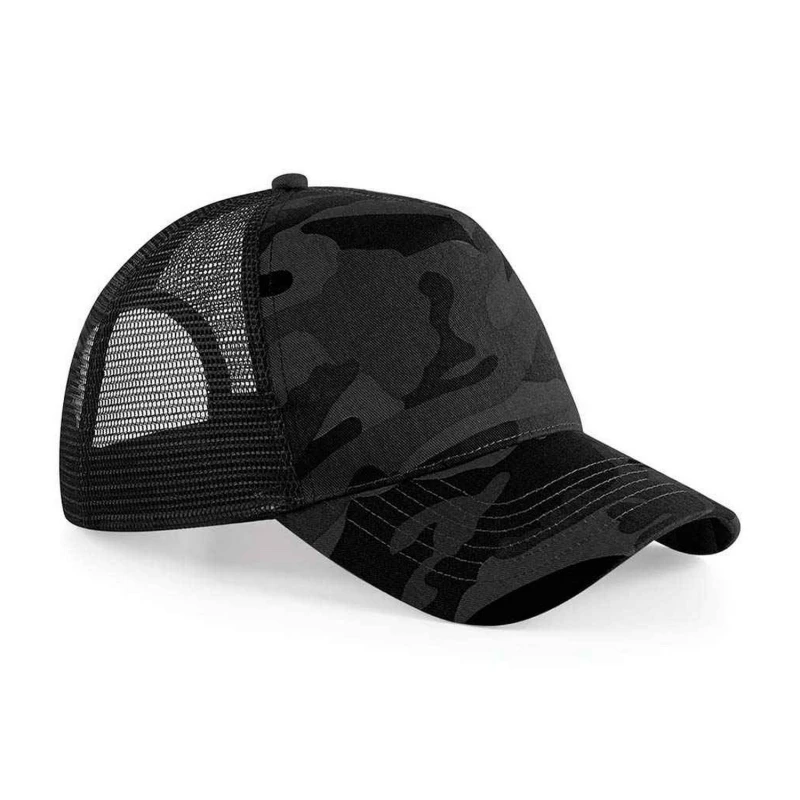 Image of Beechfield Beechfield Men Camo Snapback Trucker Cap in Midnight Midnight One Size Male 5063527292674