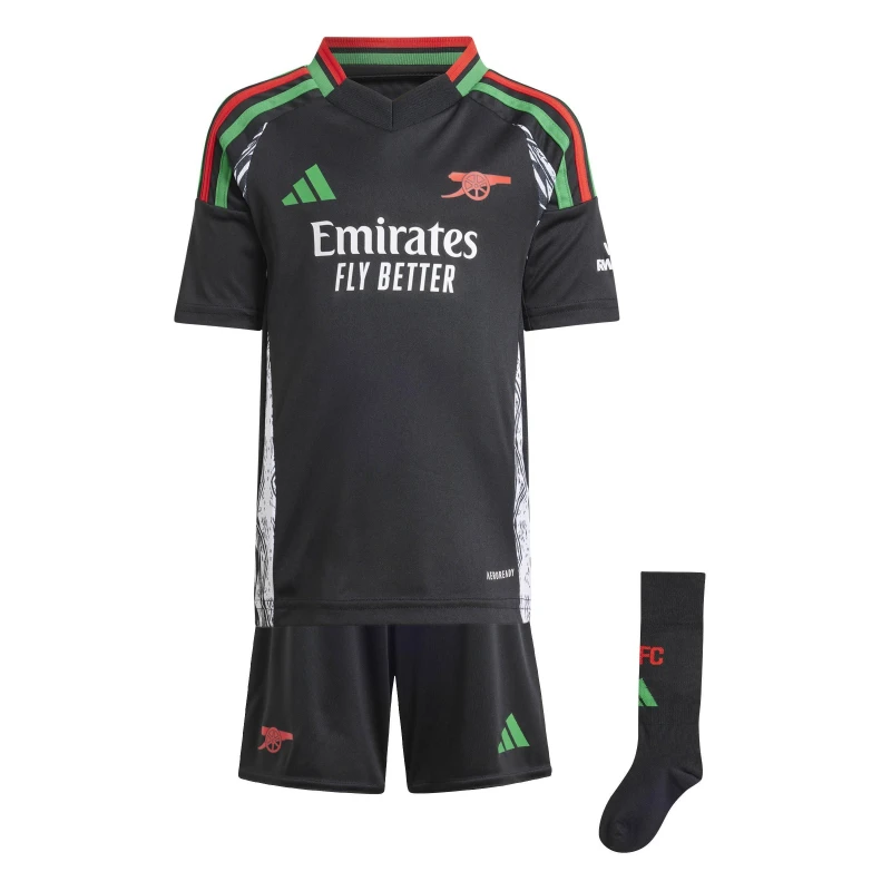 Image of adidas Arsenal Away Mini Kit 2024 2025 Infants Domestic Replica Minikits 2-3 Years Black 36825703125