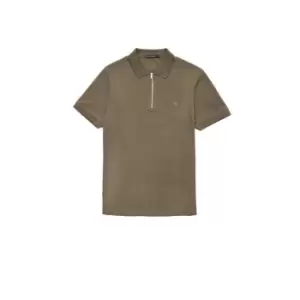 French Connection Zip Up Pique Polo Shirt - Green