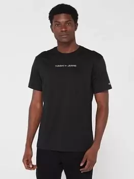 Image of Tommy Jeans Classic Gold Linear T-Shirt - Black, Size S, Men